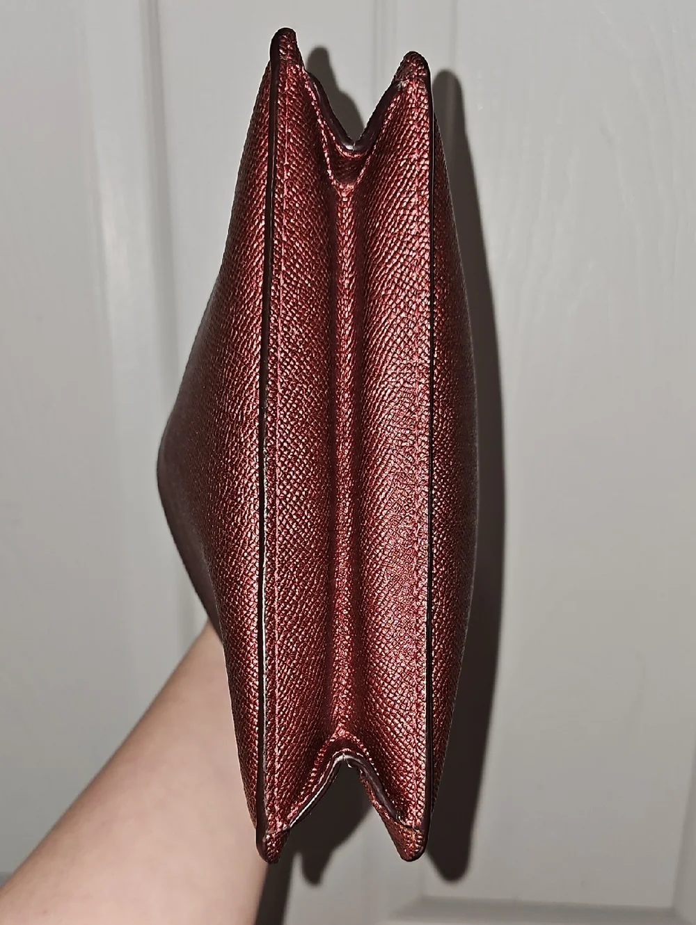 Coach Dark Red Metallic Large Wristlet